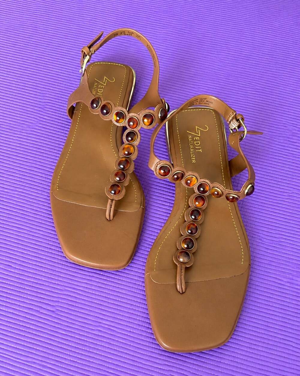 27 EDIT Naturalizer Nara Leather Thong Sandals Womens Size 7M EU 37 Brown